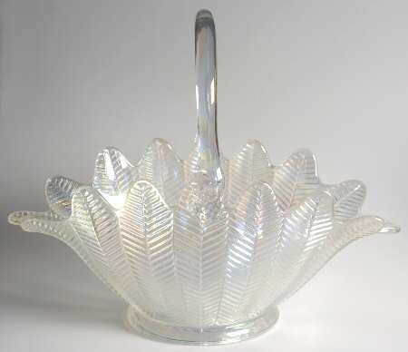Crystal Lustre White Carnival Glass 13" Basket