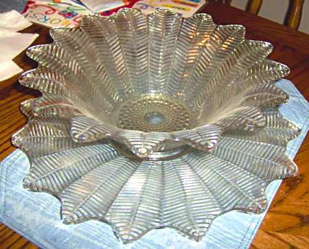 Crystal Lustre White Carnival Glass Punch Bowl with Underplate