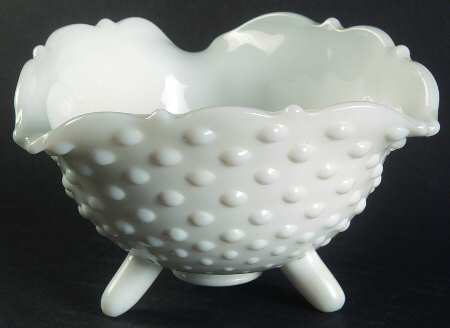 Hobnail Milk Glass 5" 3-Toed Triangular Bowl