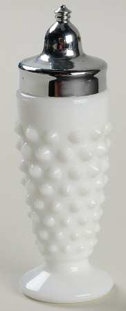 Hobnail Milk Glass Footed Shaker & Metal Lid