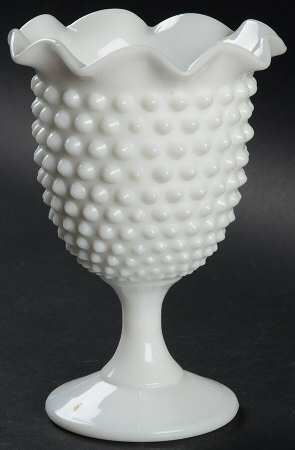 Hobnail Milk Glass Footed Ivy Vase