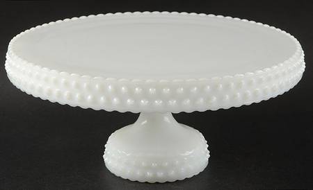 Hobnail Milk Glass 10" Diameter Pedestal Cake Stand No Dome