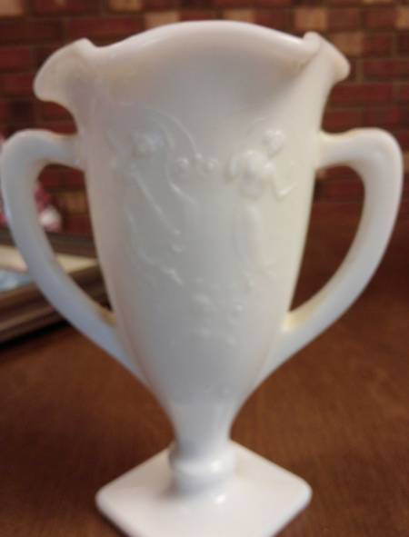405 Milk Glass 8" Crimped Vase