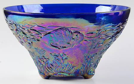 Buffalo Hunt Cobalt Blue Carnival by Summit Art Glass