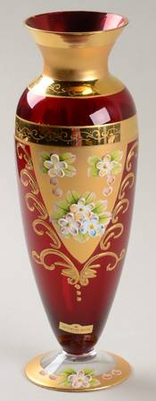 Victorian Glass Decorated 9" Flower Vase