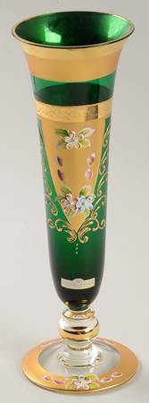 Victorian Glass Decorated 10" Flower Vase