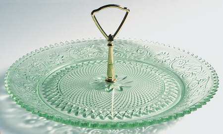 Sandwich Light Green (Chantilly Green) 12" Tray with Center Metal Handle