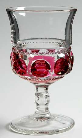 King's Crown-Cranberry Flashed (Dots) by Tiffin-Franciscan