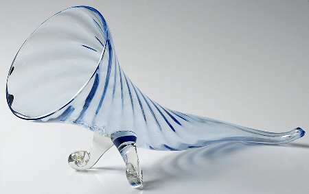 Optic Copen Blue 14" Cornucopia Vase