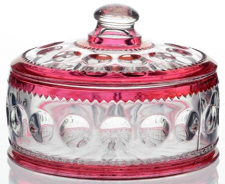 King's Crown-Cranberry Flashed (Top & Bottom) Candy Box & Lid