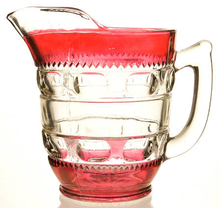 King's Crown-Cranberry Flashed (Top & Bottom) 56 Oz Ice Lip Pitcher
