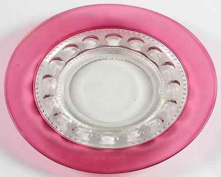 King's Crown-Cranberry Flashed (Top & Bottom) Luncheon Plate