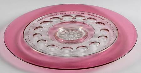 King's Crown-Cranberry Flashed (Top & Bottom) 14" Torte Plate