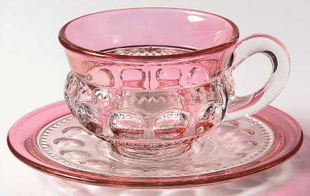 King's Crown-Cranberry Flashed (Top & Bottom) Cup & Saucer Set