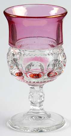 King's Crown-Cranberry Flashed (Top & Bottom) Wine Glass