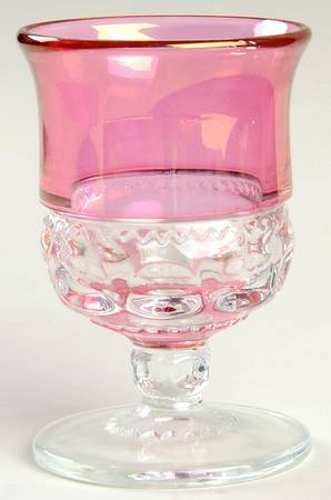 King's Crown-Cranberry Flashed (Top & Bottom) Juice Glass