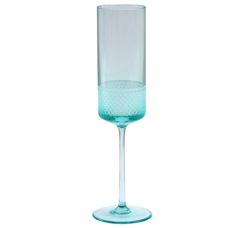 Diamond Point Blue Fluted Champagne