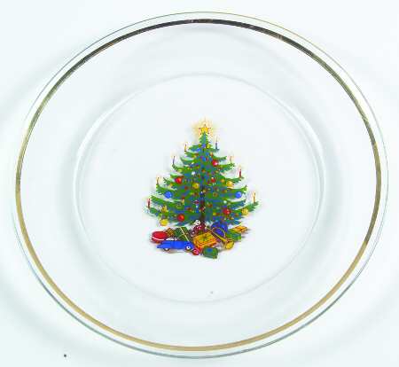 Old Fashioned Christmas Tree Glassware Luncheon Plate