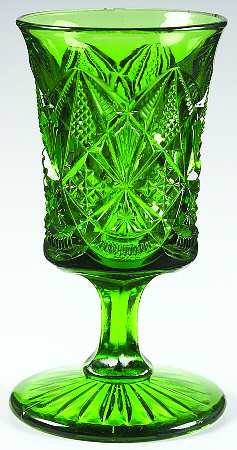 Scalloped Daisy and Fan Emerald Green by US Glass