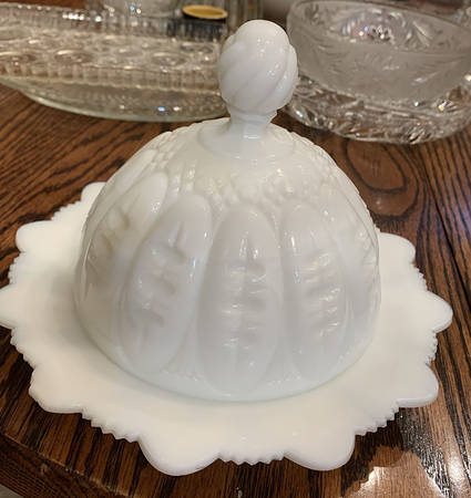 Triple Thumbprint Milkglass by Unknown Manufacturer