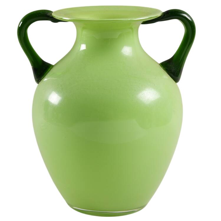 Art Glass 8" Handled Vase by Unknown Manufacturer