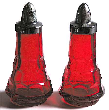 Georgian Ruby Shaker Set with Metal Lids