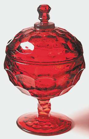 Georgian Ruby Footed Candy Dish & Lid