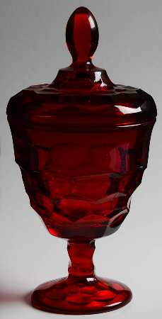 Georgian Ruby Footed Candy Dish & Lid