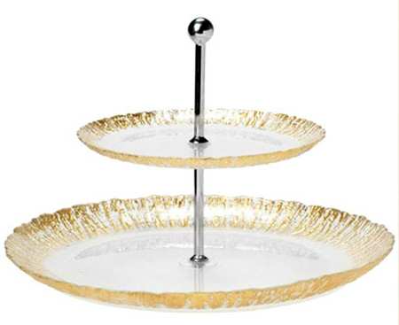 Rufolo Gold 2 Tier Serving Tray