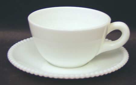 Beaded Edge Milk Glass Cup & Saucer Set by Westmoreland