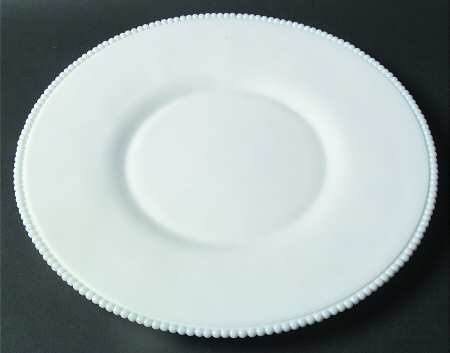 Beaded Edge Milk Glass 14" Torte Plate