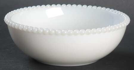 Beaded Edge Milk Glass Small Fruit Dessert Bowl