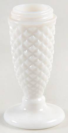 English Hobnail Milk Glass (Round or Hex Base) Footed Shaker No Metal Lid