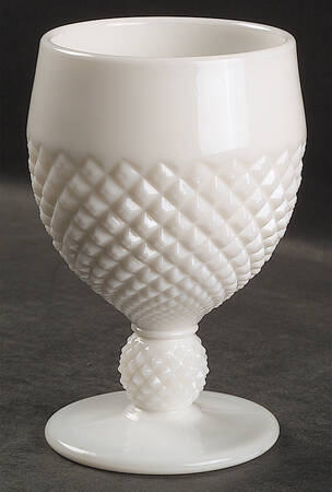 English Hobnail Milk Glass (Round or Hex Base) Goblet
