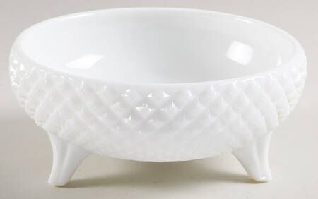 English Hobnail Milk Glass (Round or Hex Base) 3-Footed Candy Dish No Lid