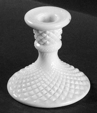 English Hobnail Milk Glass (Round or Hex Base) Single Light Candlestick