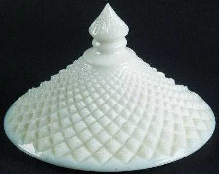 English Hobnail Milk Glass (Round or Hex Base) Lid for Candy Dish