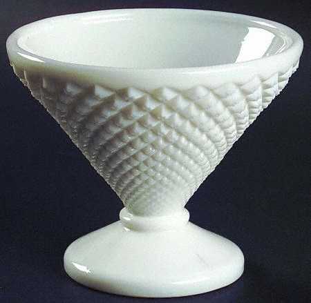 English Hobnail Milk Glass (Round or Hex Base) Candy Dish No Lid
