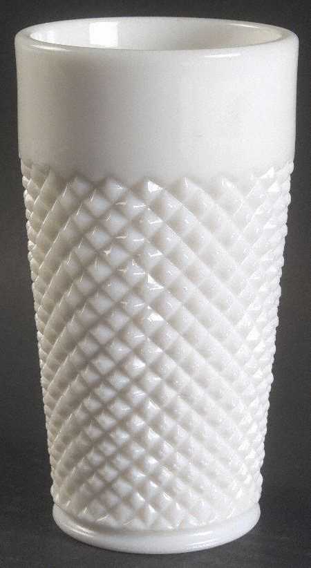English Hobnail Milk Glass (Round or Hex Base) 10 Oz Flat Tumbler