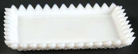 English Hobnail Milk Glass (Round or Hex Base) Child's Condiment Set Tray