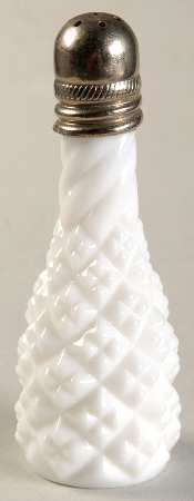 English Hobnail Milk Glass (Round or Hex Base) Child's Condiment Shaker & Lid