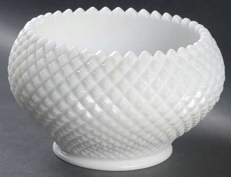 English Hobnail Milk Glass (Round or Hex Base) 6" Cupped Bowl