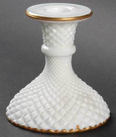 English Hobnail Milk Glass (Round or Hex Base) Single Light Candlestick