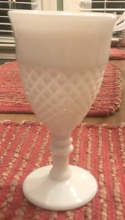 English Hobnail Milk Glass (Round or Hex Base) Water Goblet