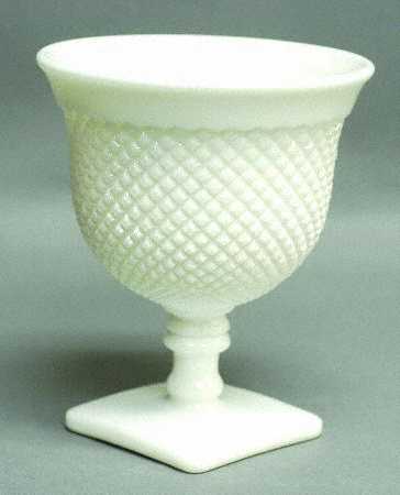 English Hobnail Milk Glass (Square Base) 6" Flared Vase