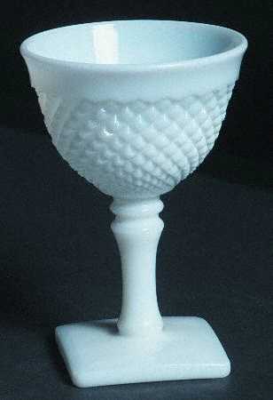 English Hobnail Milk Glass (Square Base) Liquor Cocktail