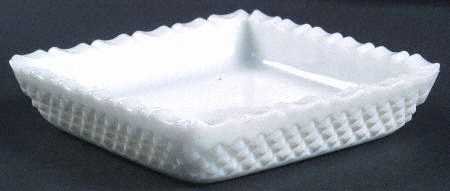 English Hobnail Milk Glass (Square Base) 5" Ashtray