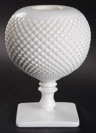 English Hobnail Milk Glass (Square Base) Ivy Bowl