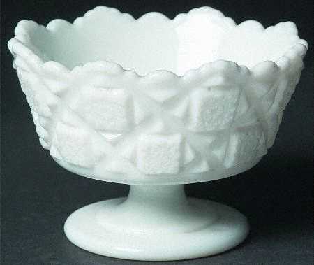 Old Quilt (Milk Glass) Footed Mayonnaise Bowl
