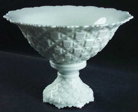 Old Quilt (Milk Glass) Punch Bowl with Stand